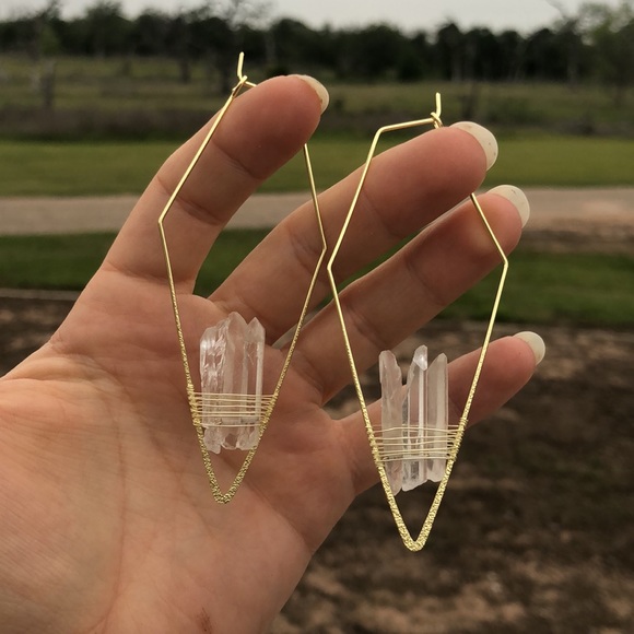 White Crystal Threader Earrings! - Picture 3 of 3